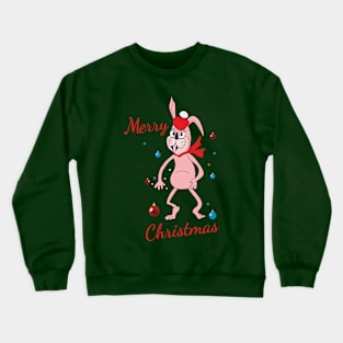 Pink rabbit, Merry Christmas Crewneck Sweatshirt